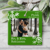 Green First Kerstmis Mr. & Mrs Custom Photo Keramisch Ornament