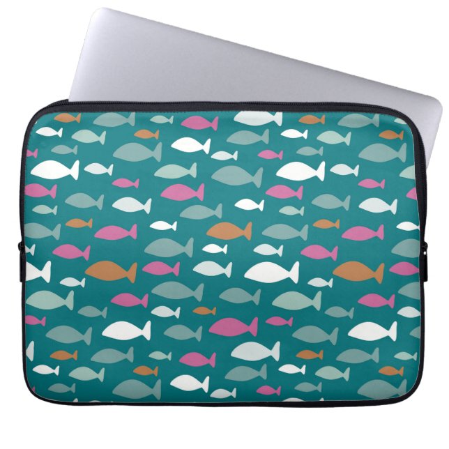 Green Fish Shoal Laptop Sleeve (Voorkant)