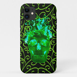 Green Flame Skull iPhone 5 Hoesje