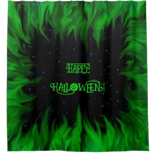 Green Flames in the Starlight Sky Douchegordijn (Voorkant)
