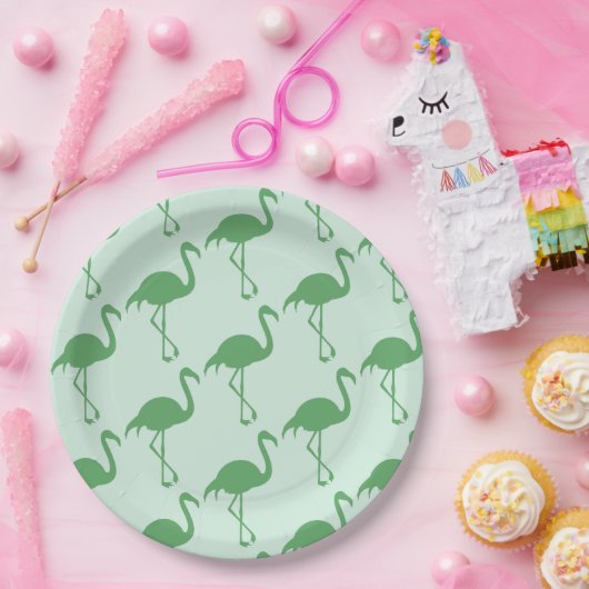 Green Flamingos Papieren Bordje (Feest)