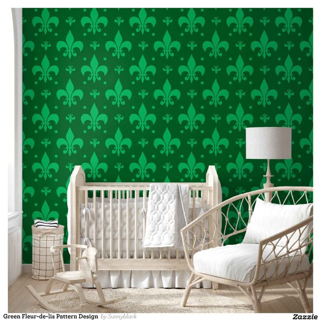 Green Fleur-de-lis Pattern Design Behang (Creator heeft geüpload)