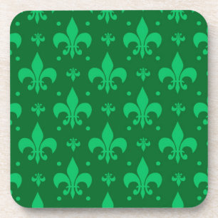 Green Fleur-de-lis Pattern Design Bier Onderzetter