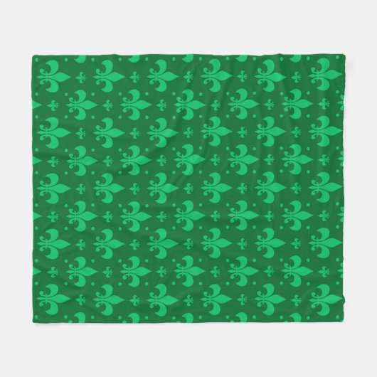 Green Fleur-de-lis Pattern Design Fleece Deken (Voorkant (Horizontaal))