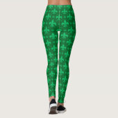 Green Fleur-de-lis Pattern Design Leggings (Achterkant)