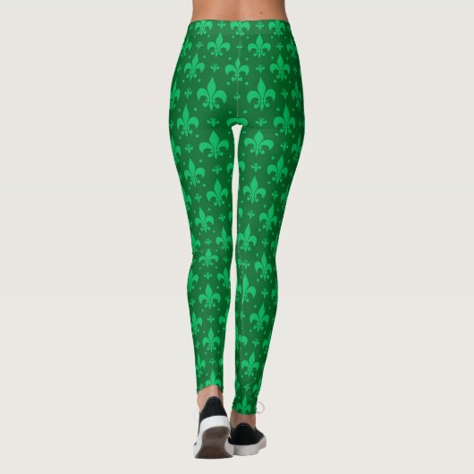 Green Fleur-de-lis Pattern Design Leggings (Achterkant)