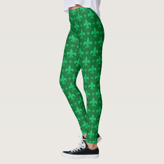 Green Fleur-de-lis Pattern Design Leggings (Links)