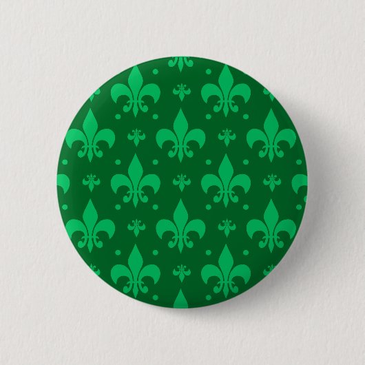Green Fleur-de-lis Pattern Design Ronde Button 5,7 Cm (Voorkant)