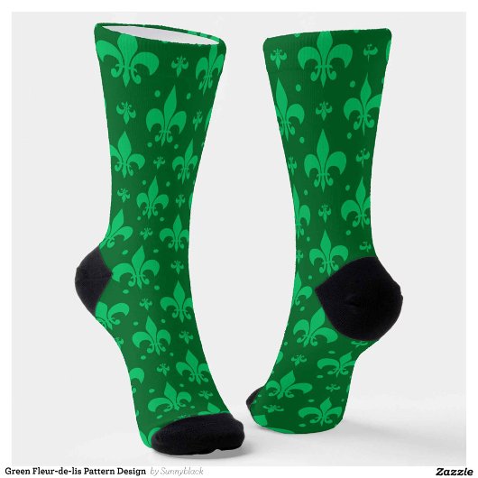 Green Fleur-de-lis Pattern Design Sokken
