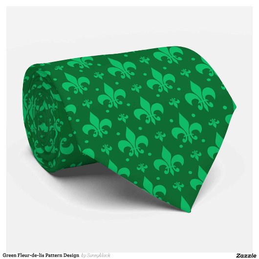 Green Fleur-de-lis Pattern Design Stropdas