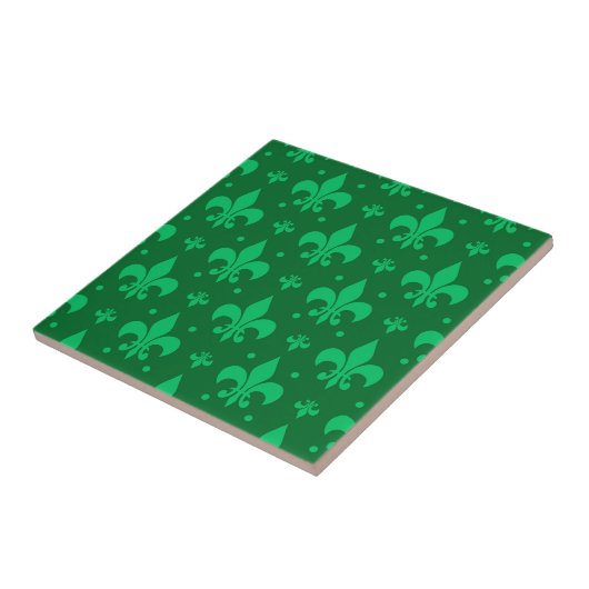 Green Fleur-de-lis Pattern Design Tegeltje (Zijkant)