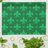 Green Fleur-de-lis Pattern Design Theedoek (Gevouwen)