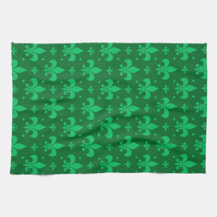 Green Fleur-de-lis Pattern Design Theedoek