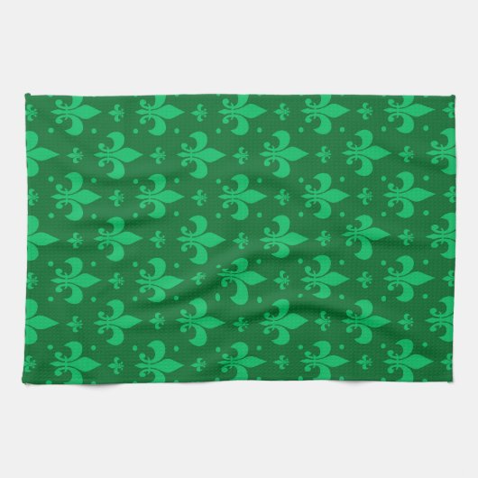 Green Fleur-de-lis Pattern Design Theedoek (Horizontaal)