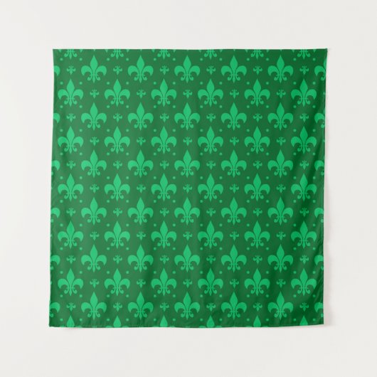 Green Fleur-de-lis Pattern Design Wandkleed (Voorkant)