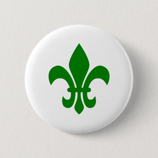 Green Fleur de Lis Ronde Button 5,7 Cm (Voorkant)
