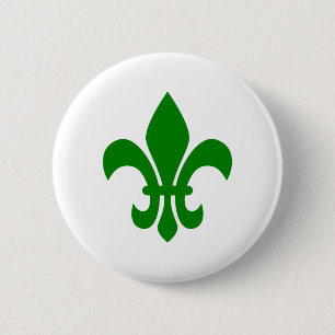 Green Fleur de Lis Ronde Button 5,7 Cm