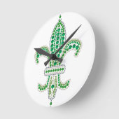 Green Fleur De Lis Ronde Klok (Hoek)