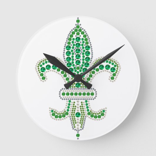 Green Fleur De Lis Ronde Klok (Voorkant)