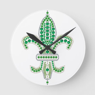 Green Fleur De Lis Ronde Klok
