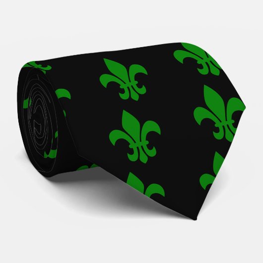 Green Fleur de Lis Stropdas (Opgerold)