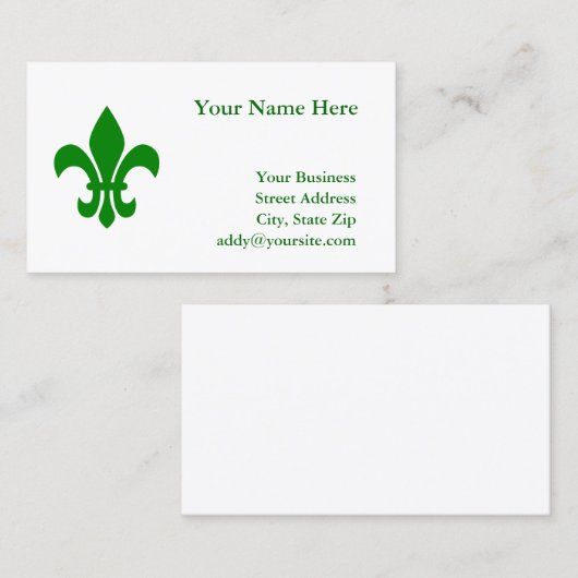 Green Fleur de Lis Visitekaartje (Voorkant / Achterkant)