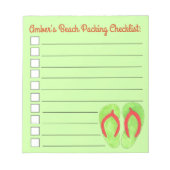 Green Flip Flop Sandals Beach Packing List Notitieblok (Voorkant)
