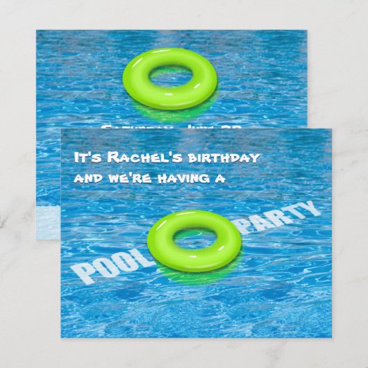 Green Floatie Pool Party Kaart (Voorkant / Achterkant)
