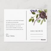 GREEN FLORA FOLIAGE BLACK WREATH WEDDING DANK U BRIEFKAART (Achterkant)