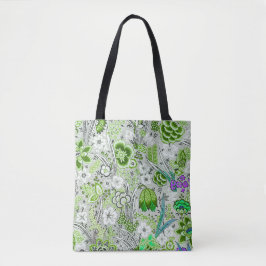 Green Floral achtergrond Tote Bag