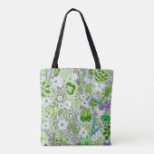 Green Floral achtergrond Tote Bag (Achterkant)