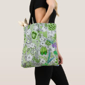Green Floral achtergrond Tote Bag (Dichtbij)