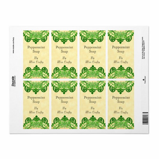 Green Floral Art Sjabloon Eigen label (Full Sheet)