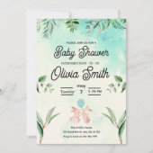 Green Floral Baby Shower, Spring Baby Shower Kaart (Voorkant)
