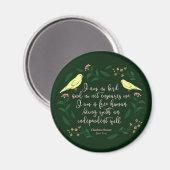 Green Floral Bird Charlotte Bronte Jane Eyre Quote Magneet (Voorkant / Achterkant)
