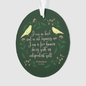 Green Floral Bird Charlotte Bronte Jane Eyre Quote Ornament (voorkant)