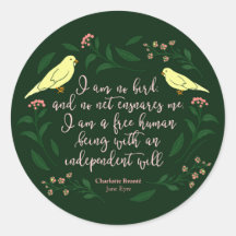 Green Floral Bird Charlotte Bronte Jane Eyre Quote