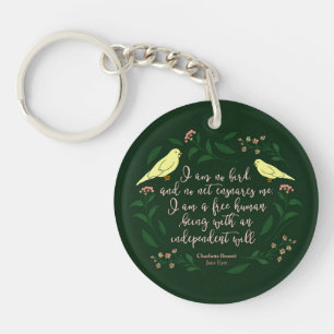 Green Floral Bird Charlotte Bronte Jane Eyre Quote Sleutelhanger
