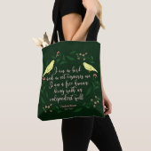 Green Floral Bird Charlotte Bronte Jane Eyre Quote Tote Bag (Dichtbij)