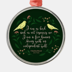 Green Floral Bird Jane Eyre Quote Charlotte Bronte Metalen Ornament