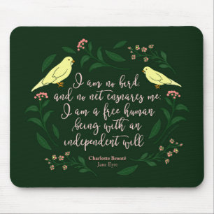 Green Floral Bird Quote Jane Eyre Charlotte Bronte Muismat