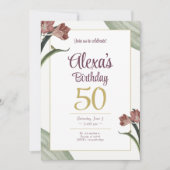 Green Floral Birthday Kaart (Voorkant)
