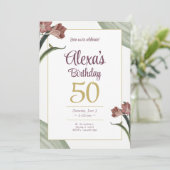 Green Floral Birthday Kaart (Staand voorkant)