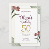 Green Floral Birthday Kaart (Voorkant / Achterkant)