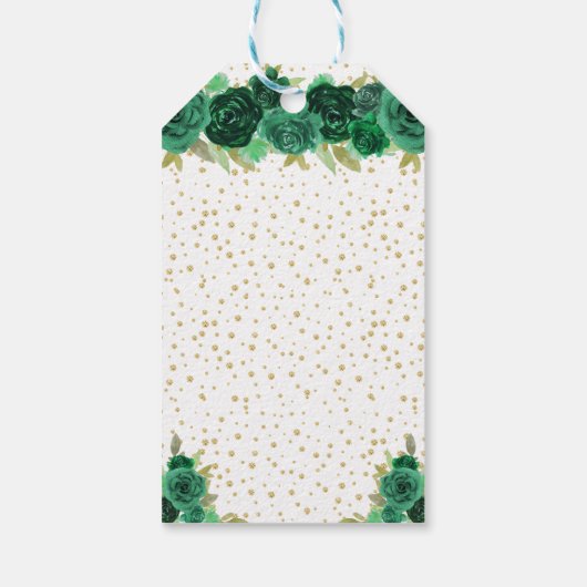 Green Floral Blonde Hair Girl Happy Birthday Cadeaulabel (Achterkant)