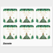 Green Floral Blonde Hair Princess Sweet Sixteen Vierkante Sticker (Vel)