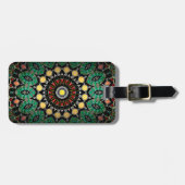 Green Floral Boho Mandala Bagagelabel (Voorkant horizontaal)