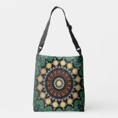 Green Floral Boho  Mandala Crossbody Tas (Achterkant)