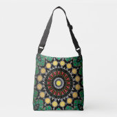 Green Floral Boho Mandala Crossbody Tas (Voorkant)