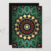 Green Floral Boho  Mandala Feestdagenkaart (Voorkant / Achterkant)